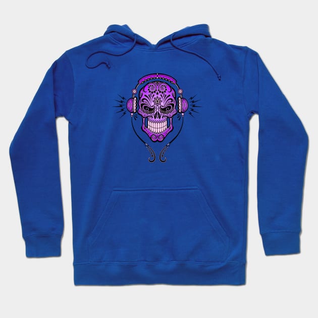 Purple DJ Sugar Skull Hoodie by jeffbartels